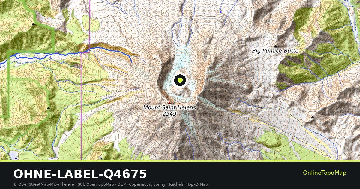 Topographische Karte von OHNE-LABEL-Q4675 mit Höhenlinien und Geländeschattierung